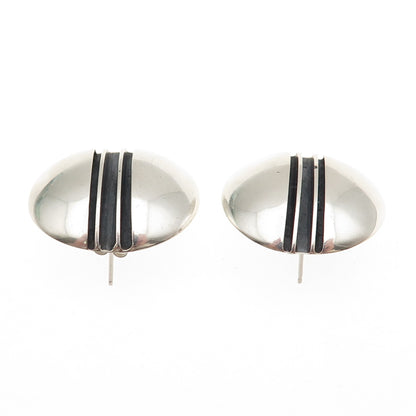 Tom Yazzie Navajo Old Pawn Sterling Vintage Southwestern Dome Oxidized Earrings