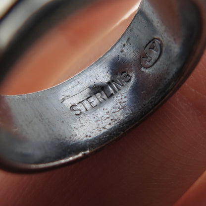 925 Sterling Silver Vintage Judaica Oxidized Band Ring Size 5.75