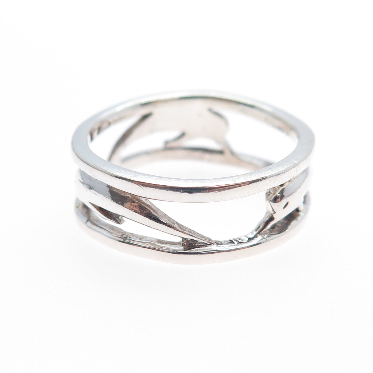 925 Sterling Silver Vintage Dolphin Oxidized Band Ring Size 9