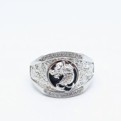 925 Sterling Silver C Z & Enamel Wild Animal Ring Size 11