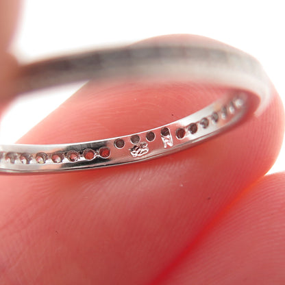 925 Sterling Silver Round-Cut C Z Stackable Eternity Band Ring Size 6.25