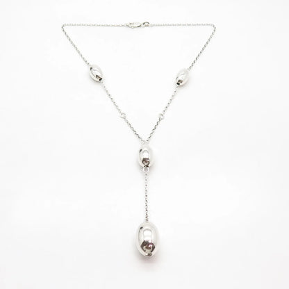 925 Sterling Silver Vintage Italy Ball Station Rolo Chain Necklace 17"