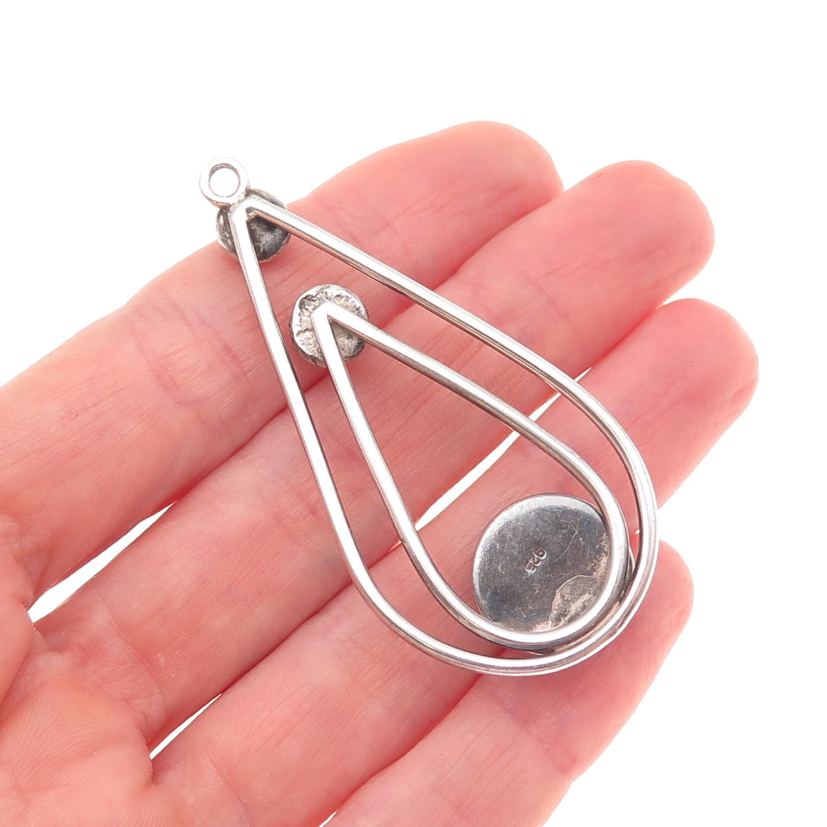 925 Sterling Silver Vintage Real Tiger Eye Modernist Teardrop Pendant