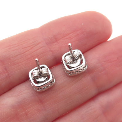 925 Sterling Silver Real Round-Cut Diamond Stud Earrings