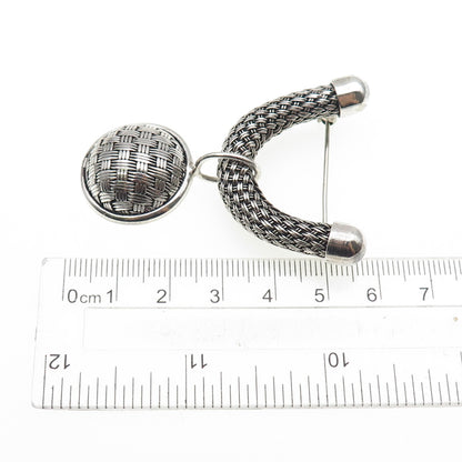 SUARTI BALI 925 Sterling Silver Vintage Modernist Braided Oxidized Pin Brooch