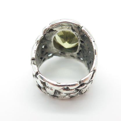 925 Sterling Silver Vintage Real Citrine Nugget Oxidized Ring Size 6