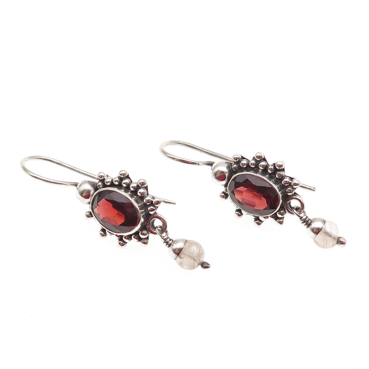 DP Doug Paulus 925 Sterling Silver Vintage Real Red Garnet & Moonstone Earrings