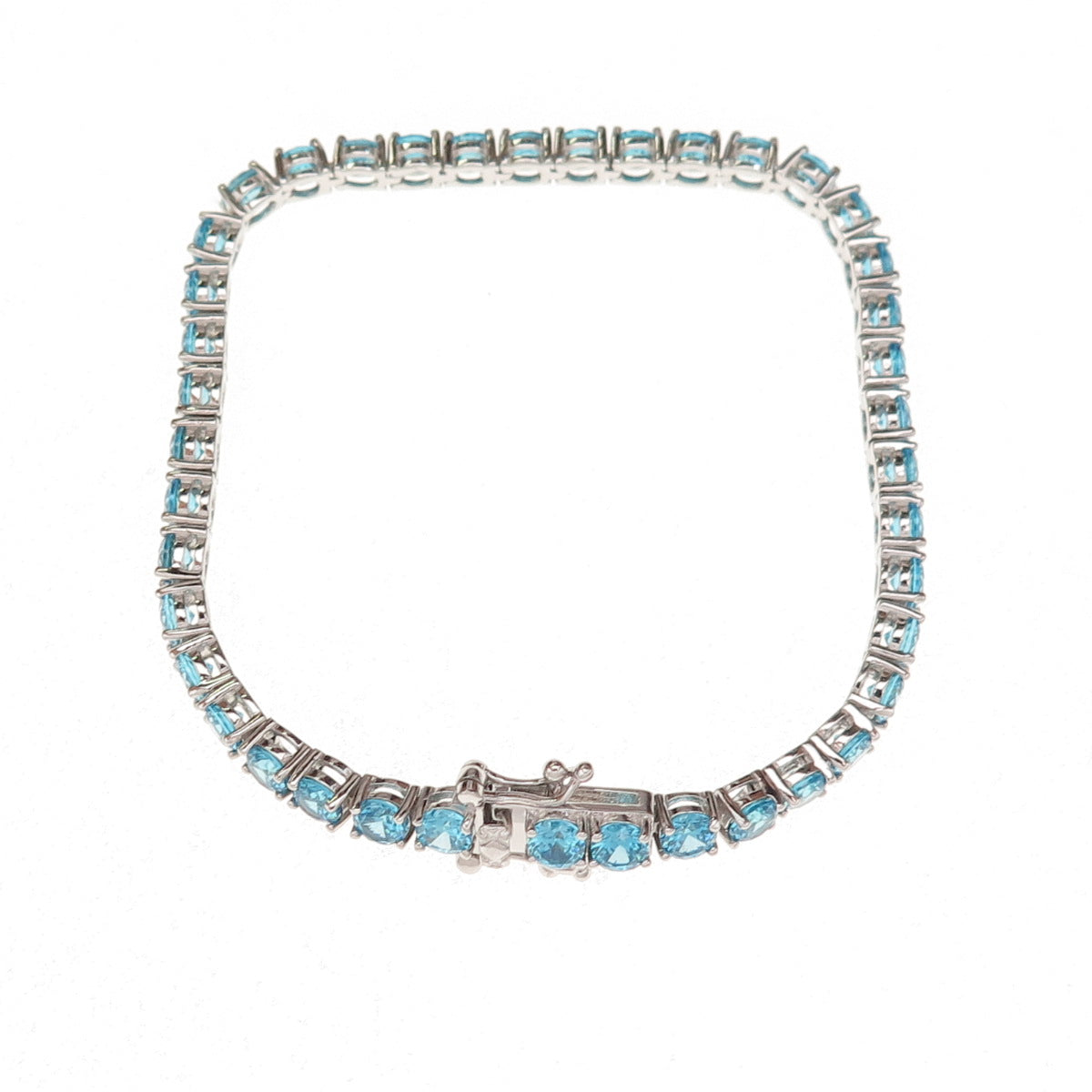 925 Sterling Silver Real Round-Cut Apatite Tennis Link Bracelet 7.25"