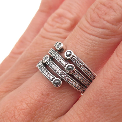 Pandora 925 Sterling Silver Blue C Z Shimmering Ocean Ring Size 7