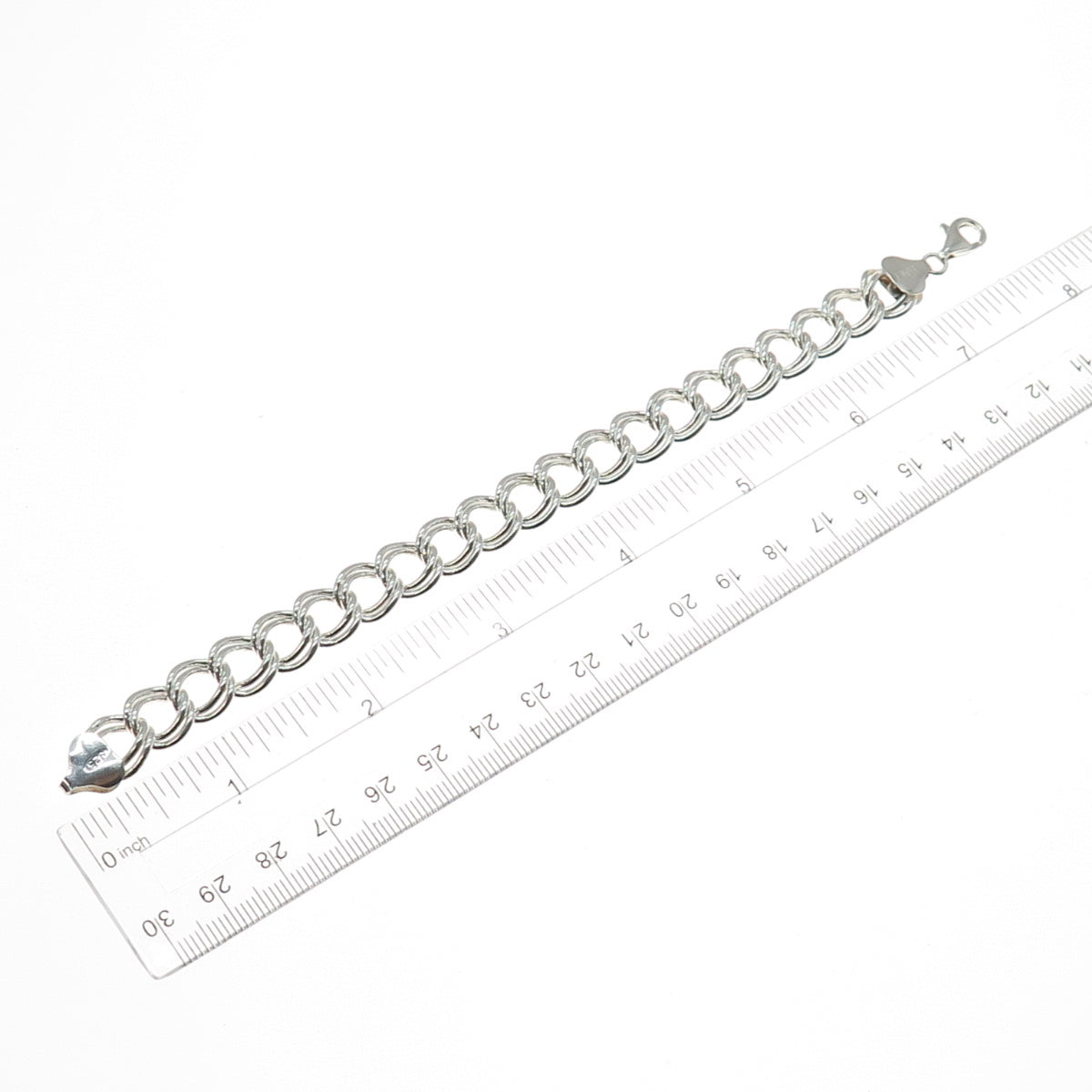 925 Sterling Silver Vintage Italy Double Curb Link Bracelet 7.25"