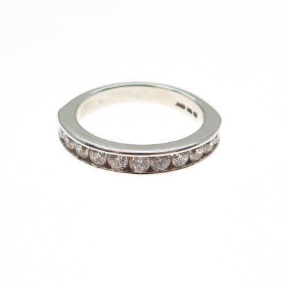 925 Sterling Silver Round-Cut C Z Half Eternity Band Ring Size 6