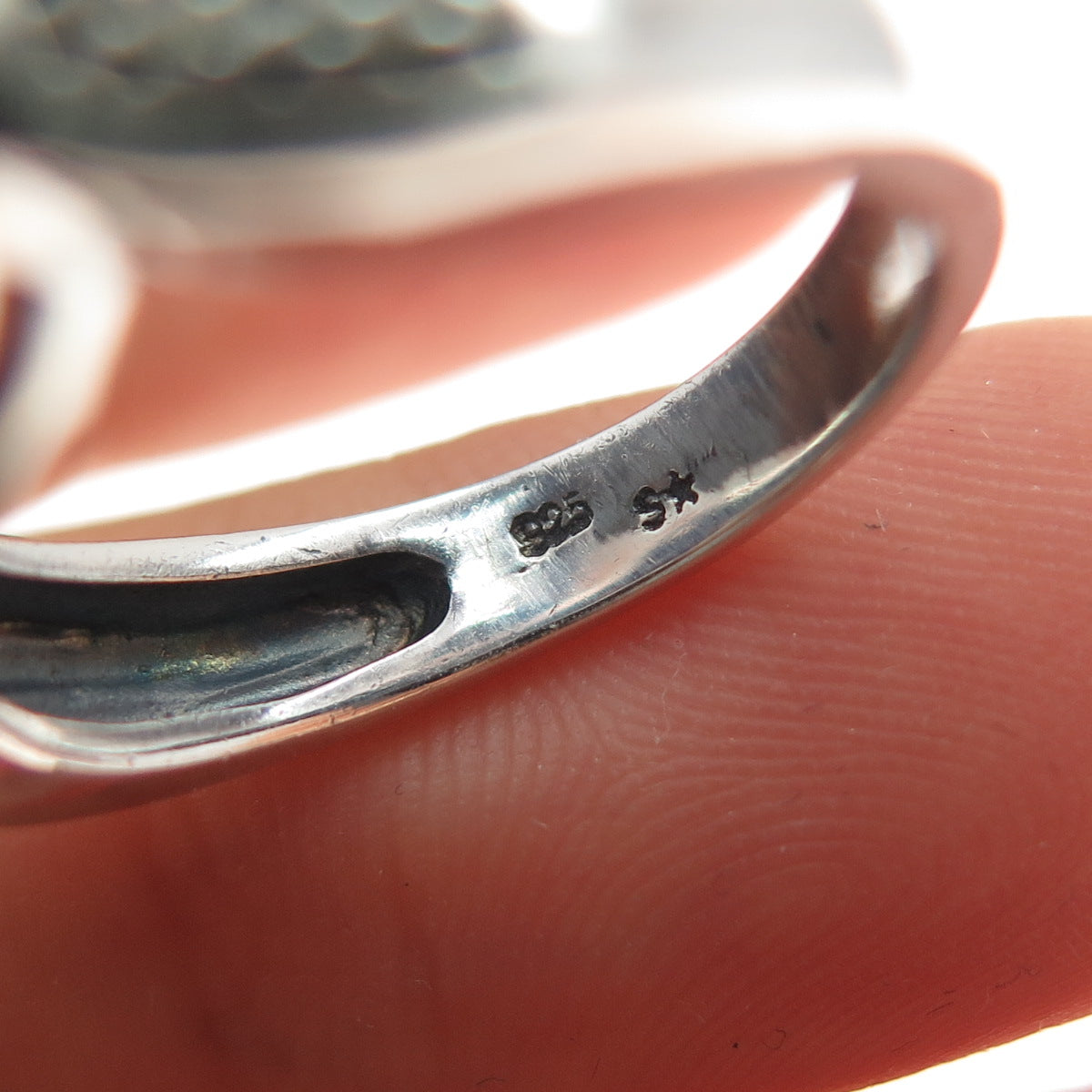 925 Sterling Silver Vintage Real Amethyst & Opal Ring Size 7.25