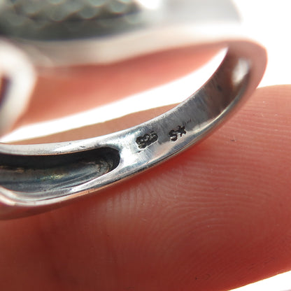 925 Sterling Silver Vintage Real Amethyst & Opal Ring Size 7.25