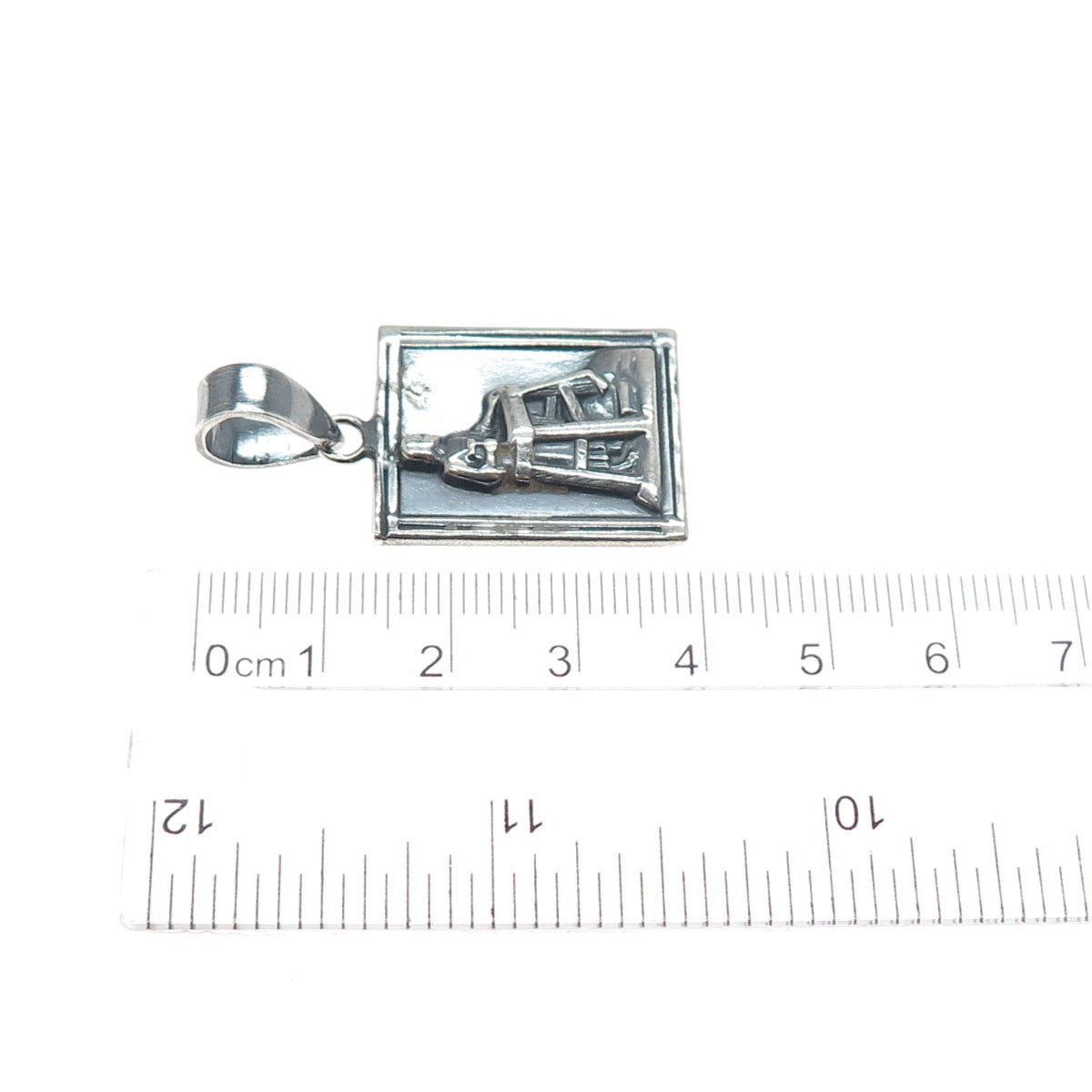 CREED 925 Sterling Silver Vintage Teacher Oxidized Charm Pendant