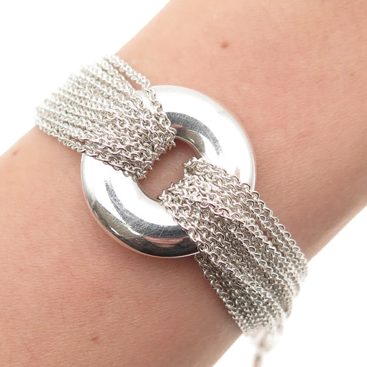 TIFFANY & CO. 925 Sterling Silver Vintage 10-Strand Disc Toggle Bracelet 6.5"