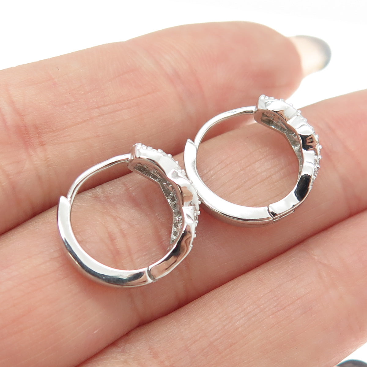 925 Sterling Silver Round-Cut C Z Infinity Hoop Earrings