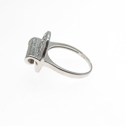 925 Sterling Silver Round-Cut C Z Modernist Lotus Ring Size 7