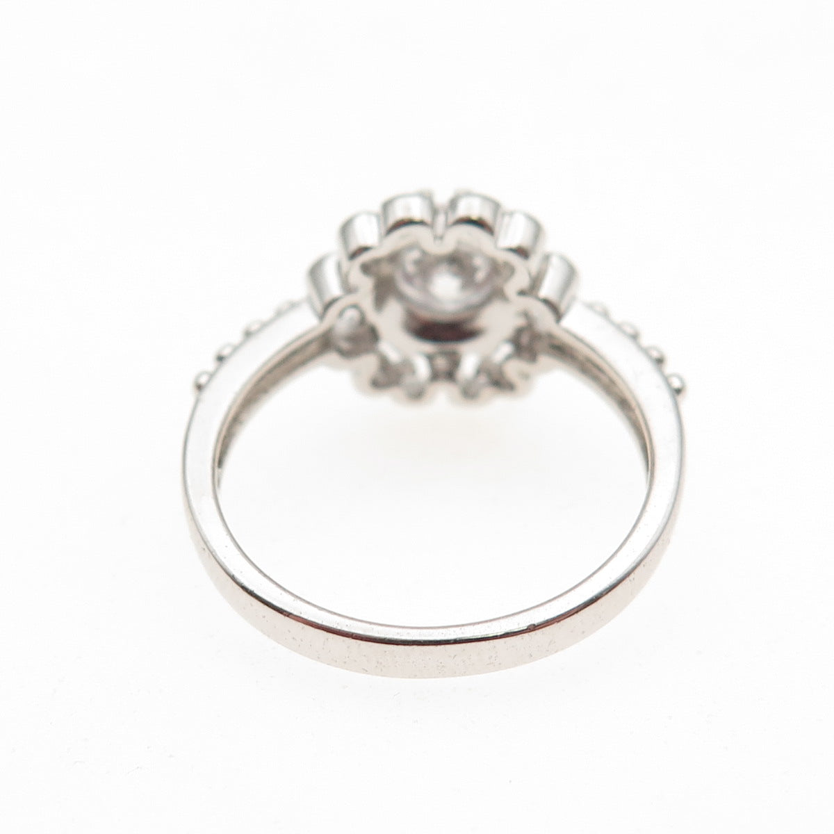 Ross Simons 925 Sterling Silver Round-Cut C Z Floral Ring Size 7