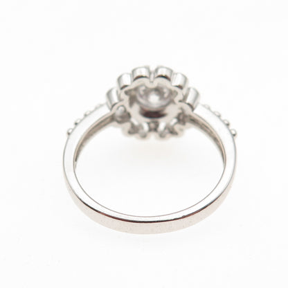 Ross Simons 925 Sterling Silver Round-Cut C Z Floral Ring Size 7