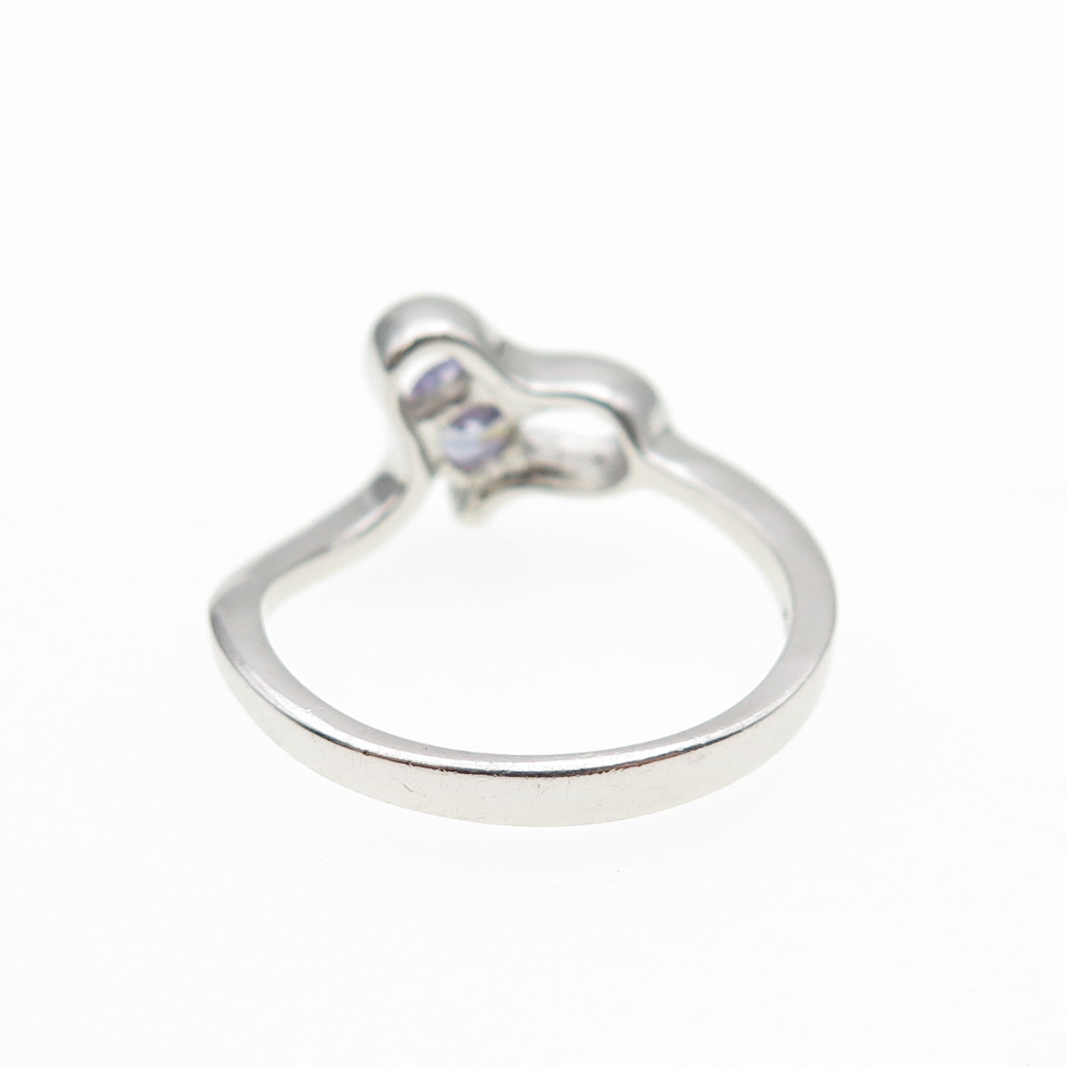 925 Sterling Silver Round-Cut Lavender C Z Heart Ring Size 6.75