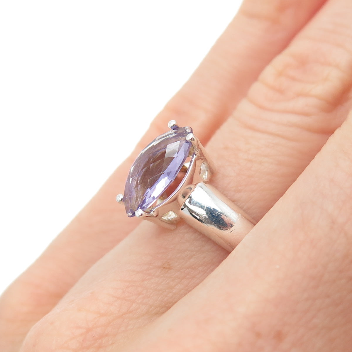CLYDE DUNEIER CID 925 Sterling Silver Vintage Real Amethyst Ring Size 5.25