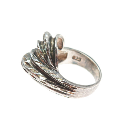 CHAPAL ZENRAY 925 Sterling Silver Vintage Modernist Ribbed Oxidized Ring Size 8