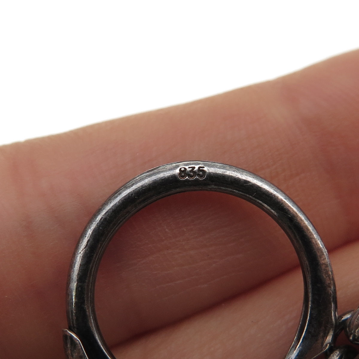 835 Silver Vintage Brandenburg Gate Berlin Oxidized Key Fob Ring Holder
