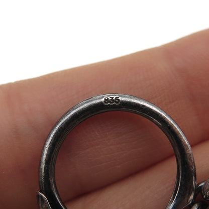 835 Silver Vintage Brandenburg Gate Berlin Oxidized Key Fob Ring Holder