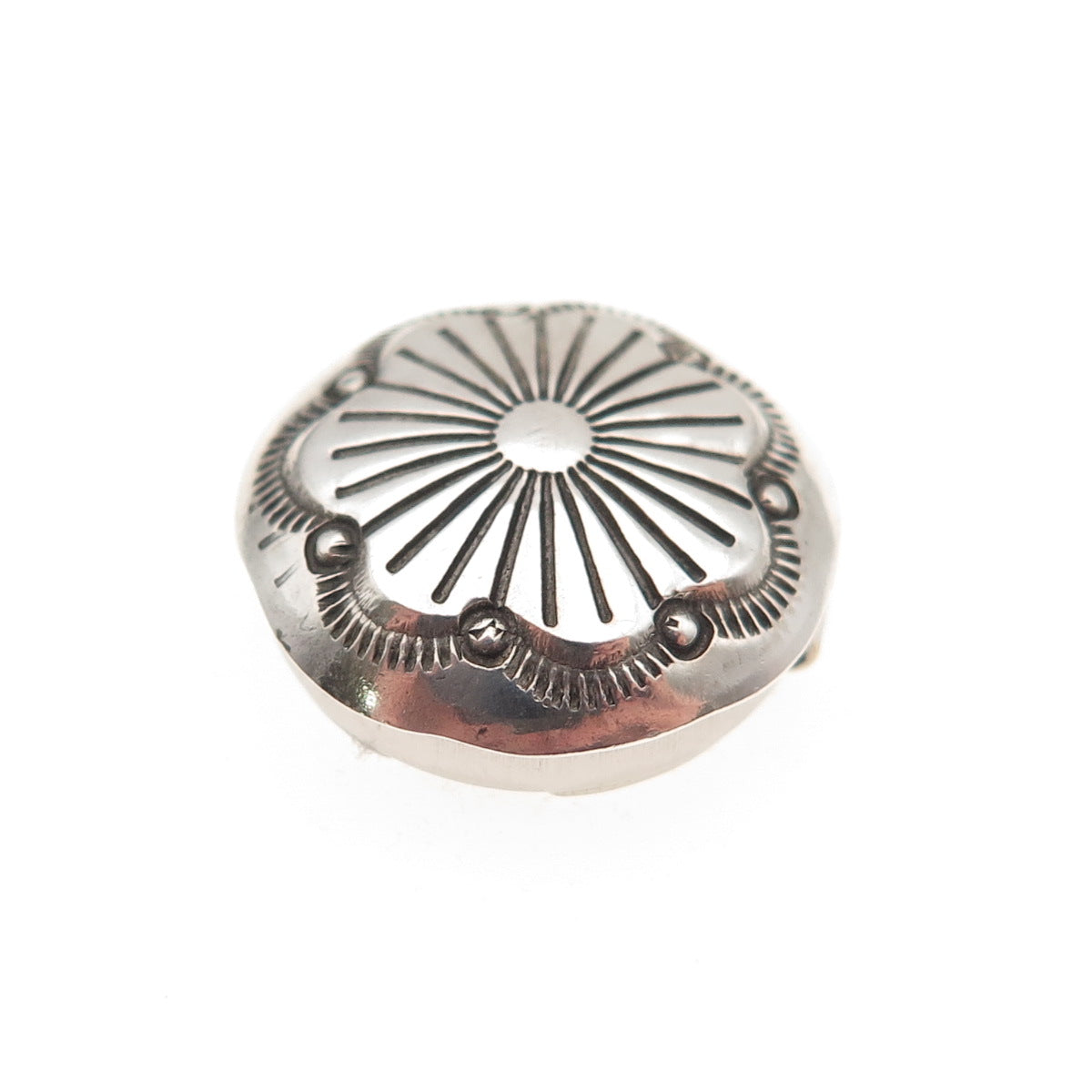 Old Pawn Sterling Silver Vintage Southwestern Floral Concho Tribal Clip Button
