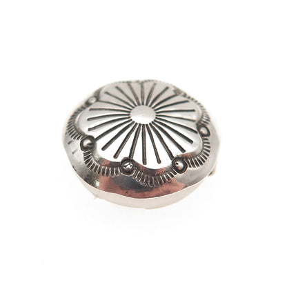 Old Pawn Sterling Silver Vintage Southwestern Floral Concho Tribal Clip Button