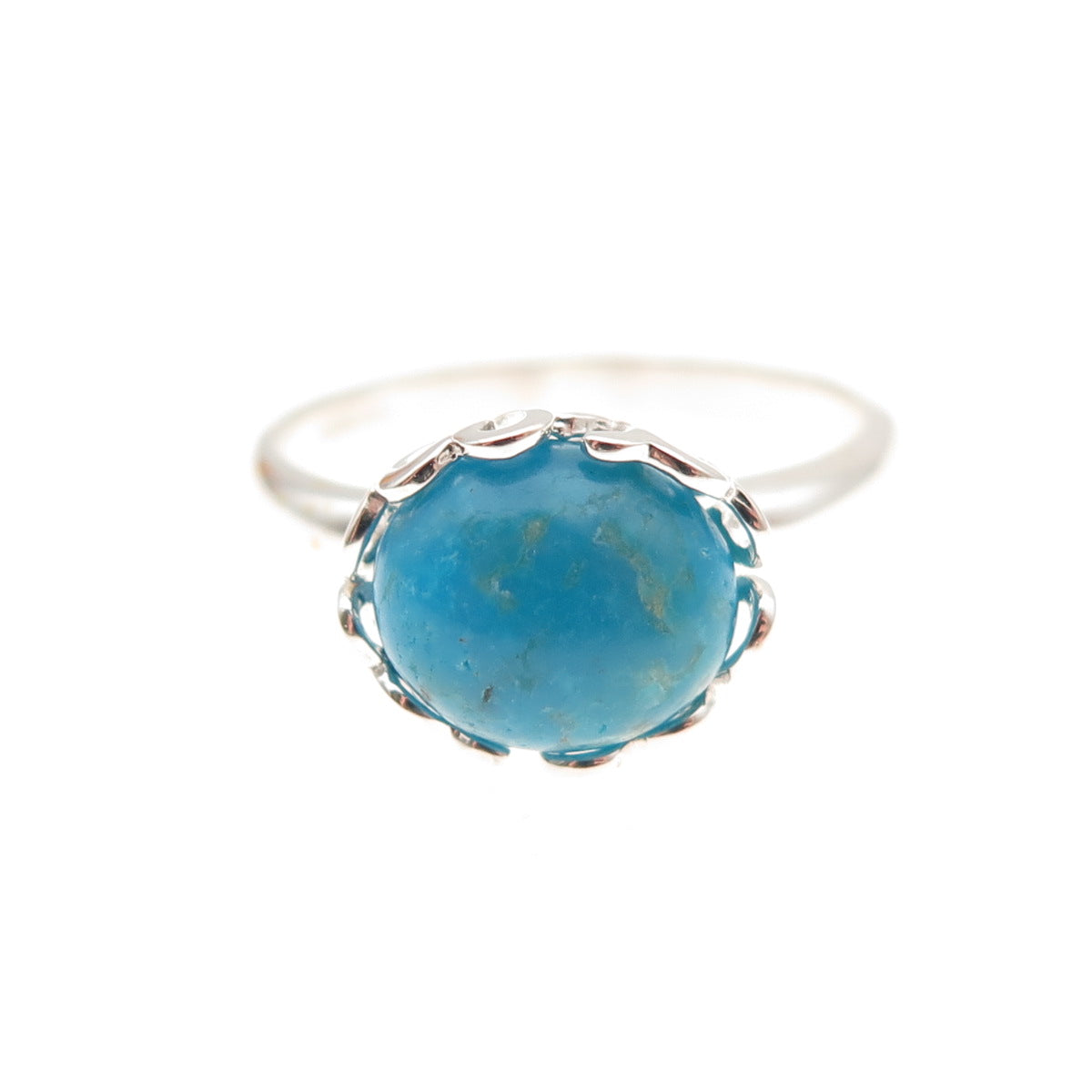 Tehya Oyama 925 Sterling Silver Real Bisbee Turquoise Floral Ring Size 8