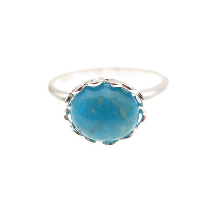 Tehya Oyama 925 Sterling Silver Real Bisbee Turquoise Floral Ring Size 8