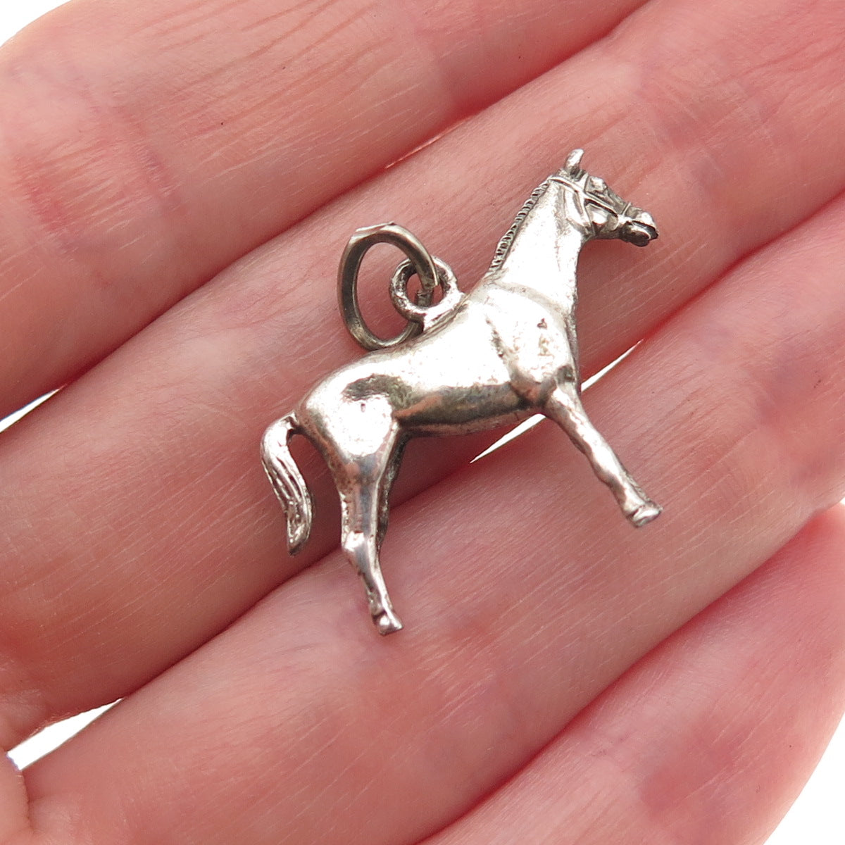 Beau 925 Sterling Silver Vintage Wild Horse Oxidized Charm Pendant