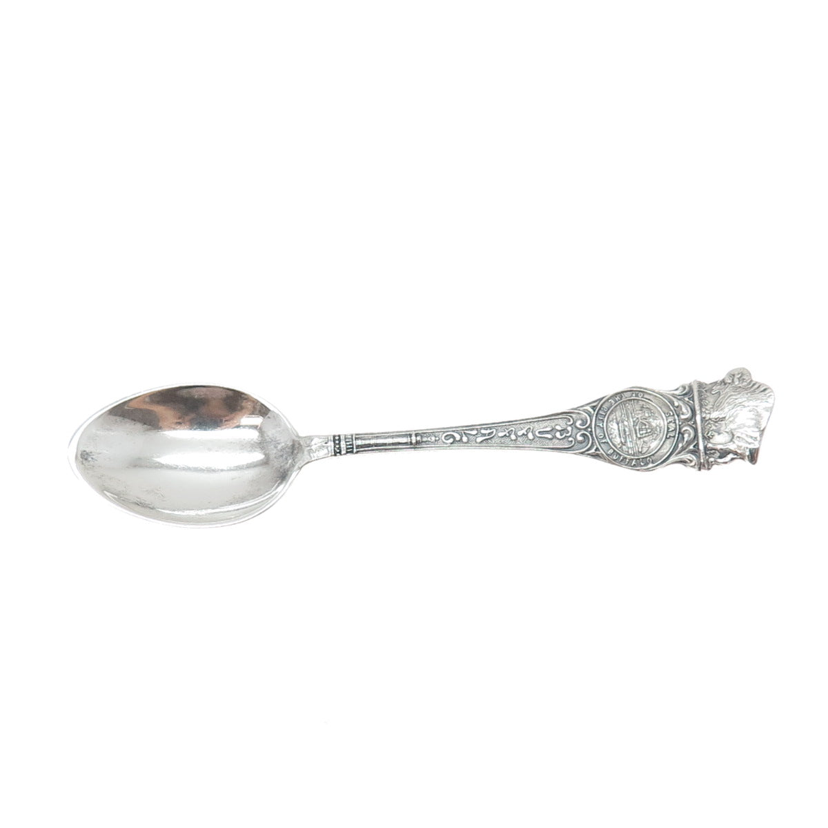 925 Sterling Silver Antique Art Deco Seal of Buffalo States Cities Coffee Spoon
