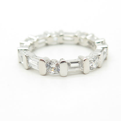 925 Sterling Silver NF Chapal-Zenray C Z All Around Eternity Band Ring Size 6.25
