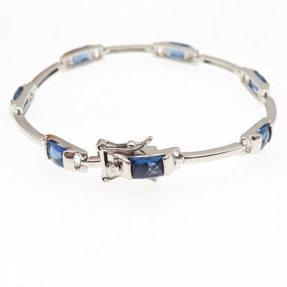 925 Sterling Silver Real Tanzanite Bar Link Bracelet 7.25"