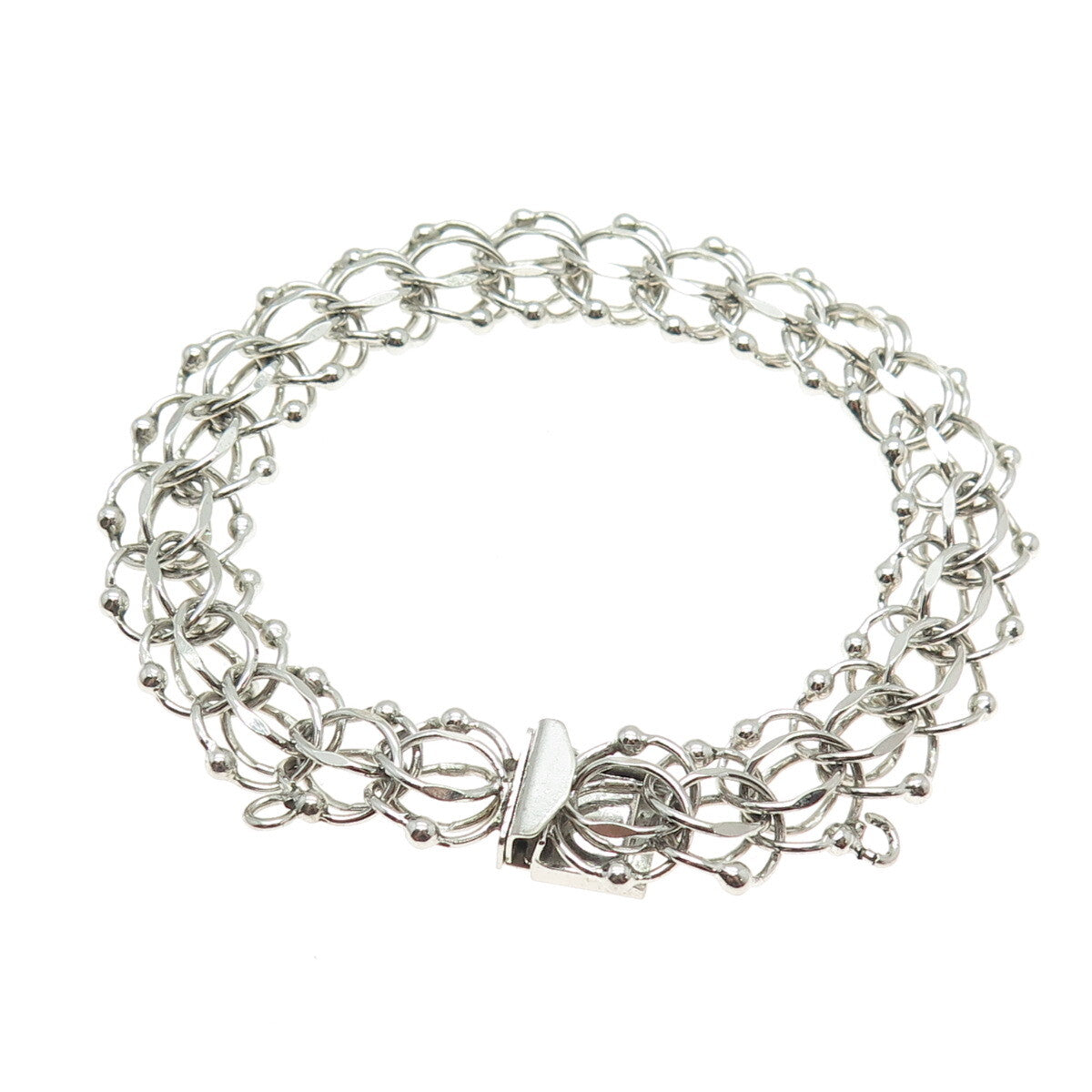 TOWN & COUNTRY 925 Sterling Silver Vintage Bismark Link Bracelet 6.75"