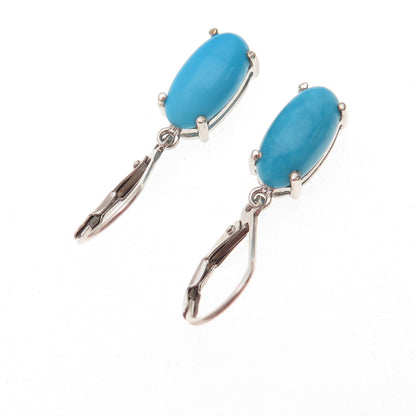Chuck Clemency Sterling Silver Real Sleeping Beauty Turquoise Dangle Earrings