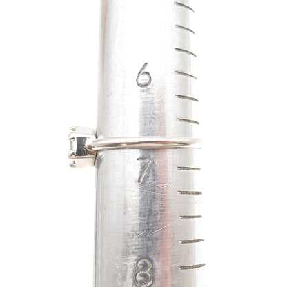 925 Sterling Silver Vintage Round-Cut C Z Engagement Ring Size 6.75