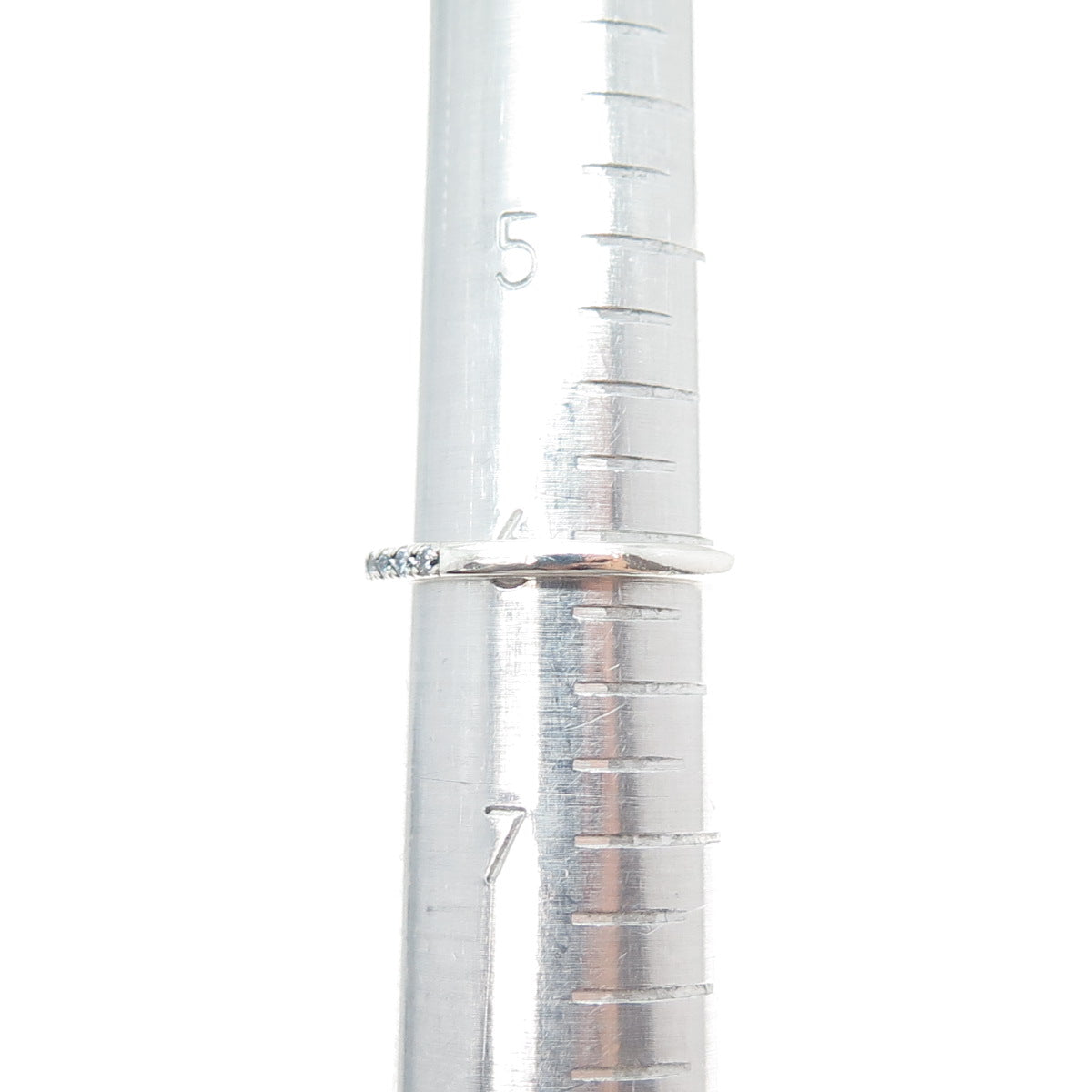 PANDORA 925 Sterling Silver Heart & Round-Cut C Z Bypass Ring Size 6.25