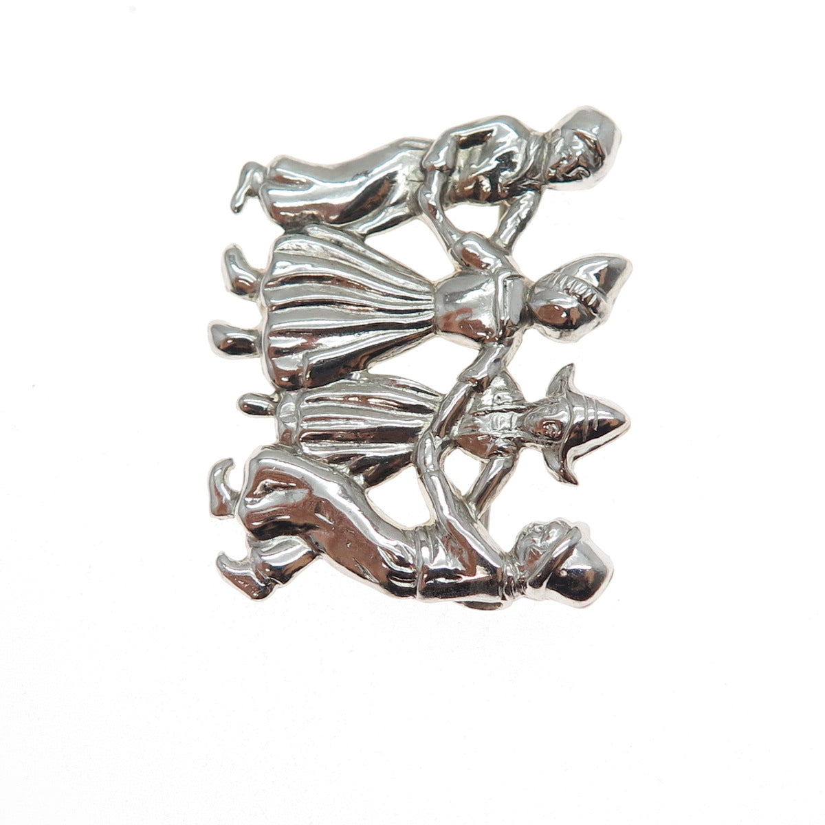 LANG 925 Sterling Silver Antique Art Deco Dutch Dancer Oxidized Pin Brooch