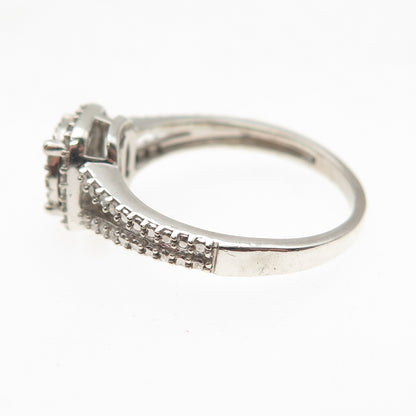 925 Sterling Silver Real Round-Cut Diamond Engagement Ring Size 7
