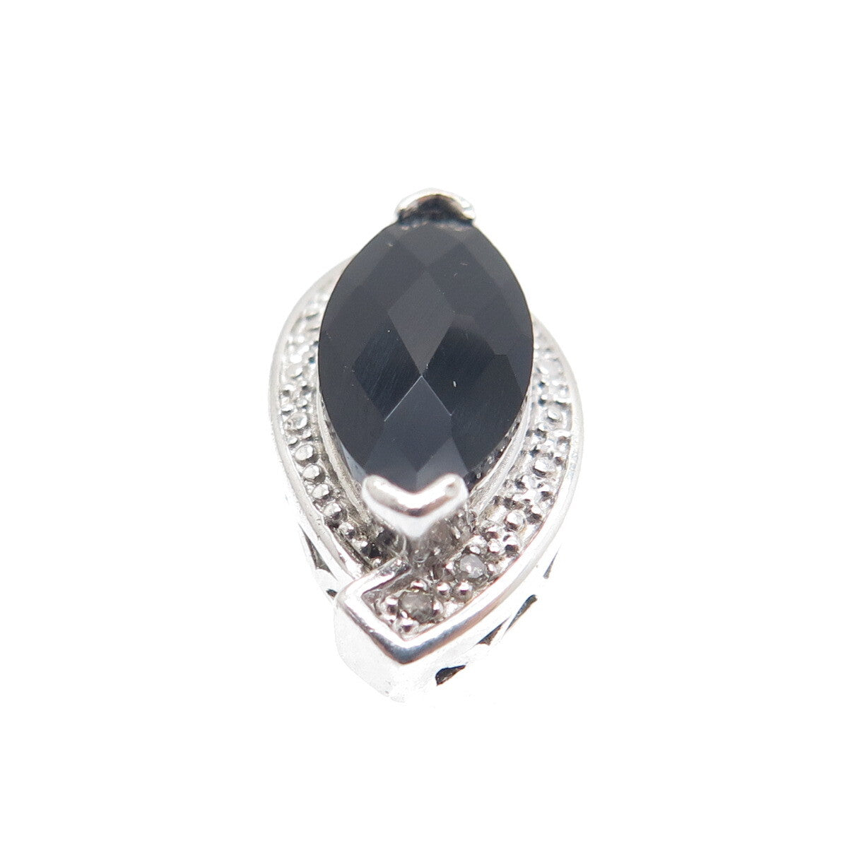 NEVADA 925 Sterling Silver Real Diamond & Black Spinel Minimalist Pendant