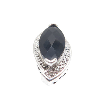 NEVADA 925 Sterling Silver Real Diamond & Black Spinel Minimalist Pendant