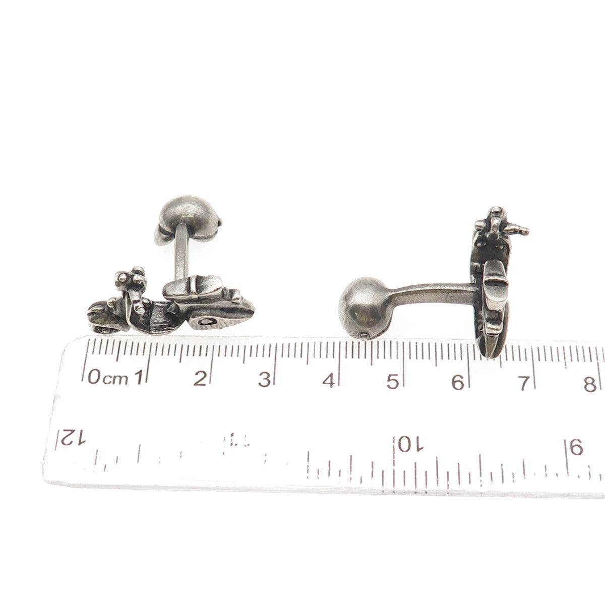 Robin Rotenier 925 Sterling Silver Vintage Scooter Oxidized Button Cufflinks