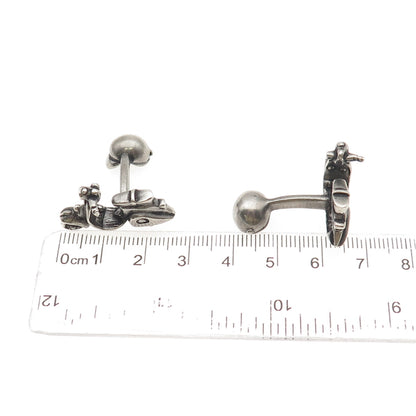 Robin Rotenier 925 Sterling Silver Vintage Scooter Oxidized Button Cufflinks