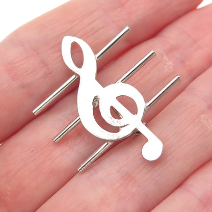 Bernard Abel Co. 925 Sterling Silver Antique Art Deco Treble Clef Pin Brooch