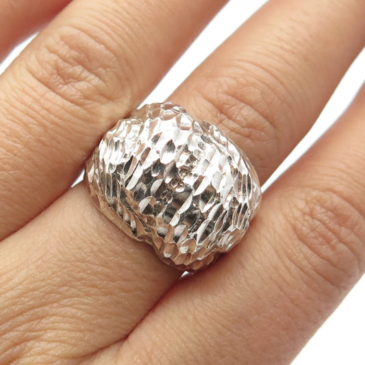 925 Sterling Silver Vintage Shube Brutalist Domed Ring Size 8.75