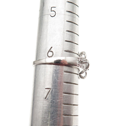 925 Sterling Silver Round-Cut C Z Flower Ring Size 6.25