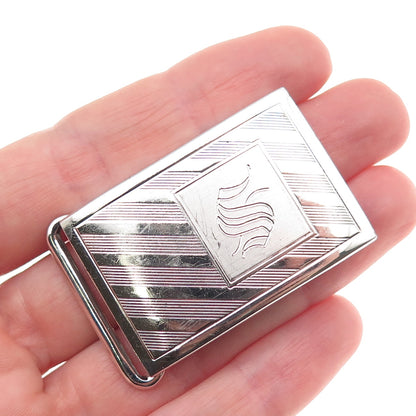 Pioneer 925 Sterling Silver Vintage Engraved Letter S Initial Belt Buckle